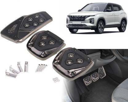 Selifaur BP11 - 3 Pcs Black Non-Slip Manual Car Pedals kit Pad Covers Set Creta 2024 Car Pedal