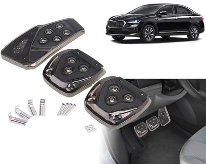 Selifaur BP49 - 3 Pcs Black Non-Slip Manual Car Pedals kit Pad Covers Set Slavia Car Pedal