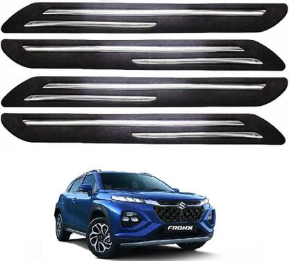 surestrive Rubber Car Bumper Protector Guard with Double Chrome Strip for Fronx All Model Car Pet Door Protector