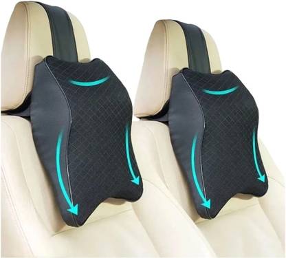 QUBE Lifestyle Black Leather Car Pillow Cushion for Universal For Car