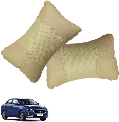AutoKraftZ Beige Leatherite Car Pillow Cushion for Universal For Car