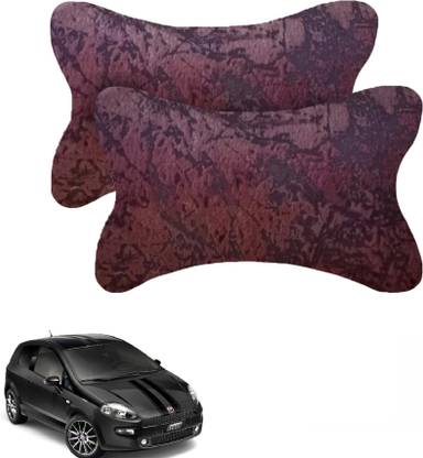 AdroitZ Brown Velvet Car Pillow Cushion for Fiat