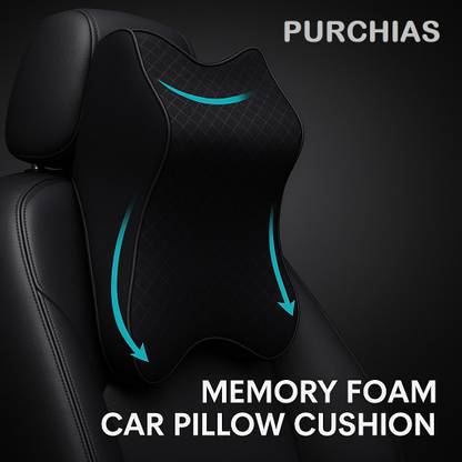 PURCHIAS Black Memory Foam Car Pillow Cushion for Universal For Car
