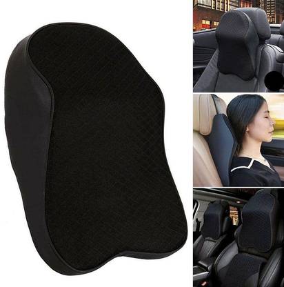 GSQUARE Black Velvet Car Pillow Cushion for Kia, Hyundai, Honda, MG, Maruti Suzuki, Mahindra, Tata, Volvo, Skoda, Toyota