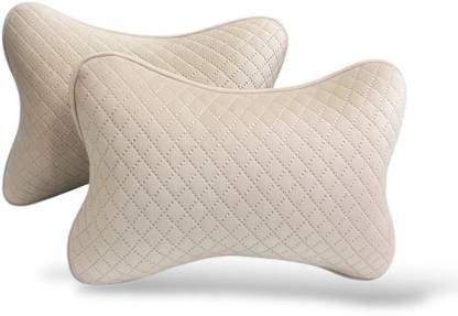 FAMEXON Beige Velvet Car Pillow Cushion for Tata