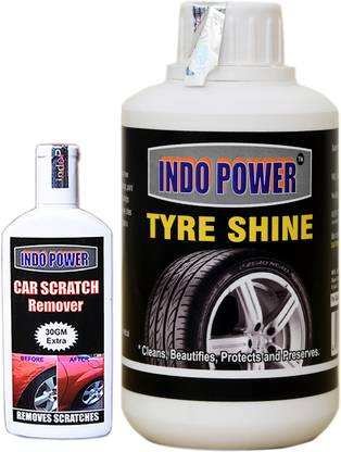 INDOPOWER TYRE SHINER 250ml+ Scratch Remover 100gm. Combo