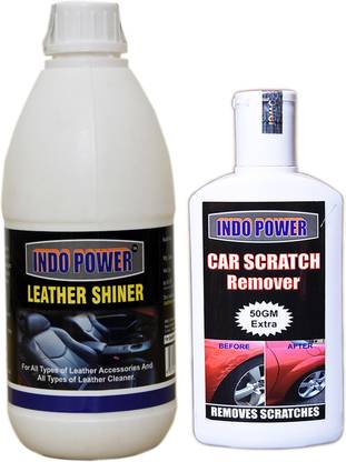 INDOPOWER LEATHER SHINER 500ml+ Scratch Remover 200gm. Car Washing Liquid