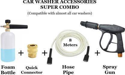 VIPARTH Foam Bottle, Spray Gun, Quick Connector & 8 Meters Flexible Hose Pipe Combo Spray Gun