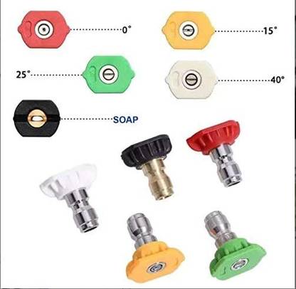 PAKATA Multiple Degree Washer Spray Nozzle Tips 0/15/25/40/soap 1/4" Spray Gun