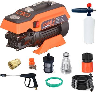 Shakti Technology,S5 High Pressure Car Washer Machine 1900 Watts, Pressure 125 Bar, 8L/Min Flow Rate and 10 Meter Hose Pipe with Professional 1L Foam Cannon Snow Lance.