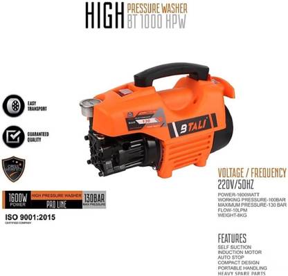 BTALI high quality car washer machine and surface cleaning machine with high pressure 130Bar with 10LPM flow and 1600watt power Pressure Washer