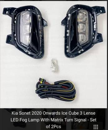 Emmet Kia Sonet 2019-22 ice cube LED Fog light metrix indicator set of 2pcs Car Reflector Light