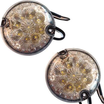 Apsmotiv Clear 9 LED Round indicator light for E Rickshaw, E-Pickup, Buses Universal Car Reflector Light