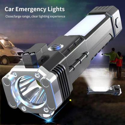 ASRYD Multifunction Rechargeable Flashlight Seatbelt Cutter inbuilt Power bank Car Safety Hammer