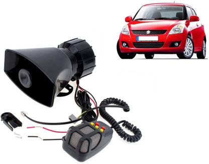 Selifaur 12 Volt Electric Air Horn Siren Speaker With Mic 7 Tone Sound Siren Hooter/Ambulance/Siren/Traffic Sound For Swift Type -2 Component Car Speaker