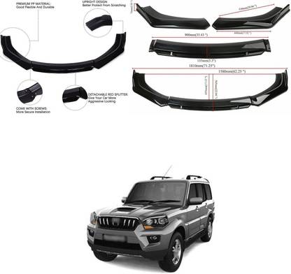 XZRTZ Car Front Bumper Spoiler Splitter Body Kit Side Skirt Front Bumper Guard 111 Matte, Glossy Mahindra Scorpio Front Garnish
