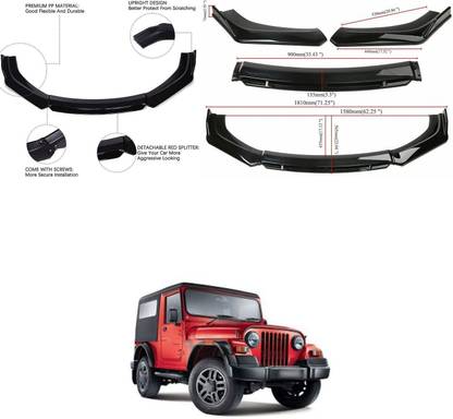 XZRTZ Car Front Bumper Spoiler Splitter Body Kit Side Skirt Front Bumper Guard 112 Matte, Glossy Mahindra Thar Front Garnish