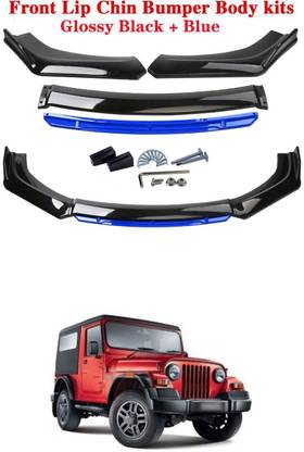 XZRTZ Car Front Bumper Spoiler Splitter Body Kit Side Skirt Front Bumper Guard 370 Matte, Glossy Mahindra Thar Front Garnish