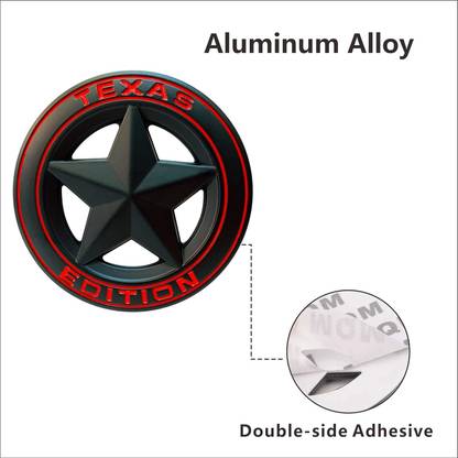LOVMOTO Star Black and Red Round 3" Shield Emblem Universal Stick On Hood, Door sg8 Side Scoop