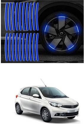 LOVMOTO Universal Car Wheel Rim Decorative Warning Stripe Stickers 228 5 mm x 5 m Blue Reflective Tape