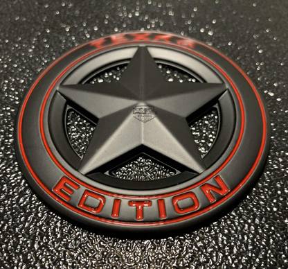 LOVMOTO Star Black and Red Round 3" Shield Emblem Universal Stick On Hood, Door sg213 Side Scoop