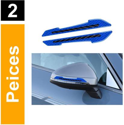 Kelenate 2 Pcs Car Rearview Mirror Anti-Collision Reflective Protection - Blue 1 mm x 1 m Blue Reflective Tape