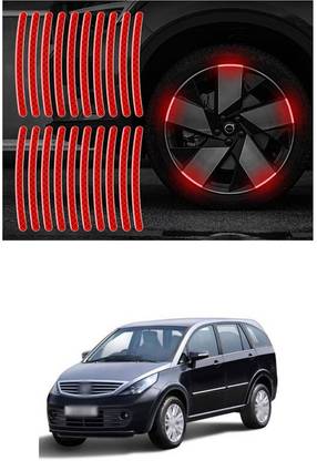 LOVMOTO Universal Car Wheel Rim Decorative Warning Stripe Stickers 984 5 mm x 5 m Red Reflective Tape