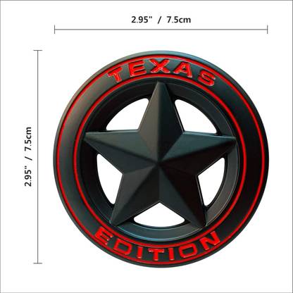 LOVMOTO Star Black and Red Round 3" Shield Emblem Universal Stick On Hood, Door sg167 Boonet Scoop