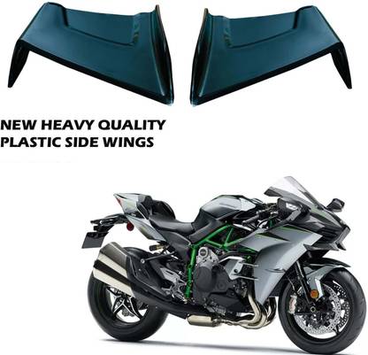 SHOWRIDE NEW HEAVY QUALITY PLASTIC SIDE WINGS BLACK FOR Kawasaki Ninja H2 Bike Windshield