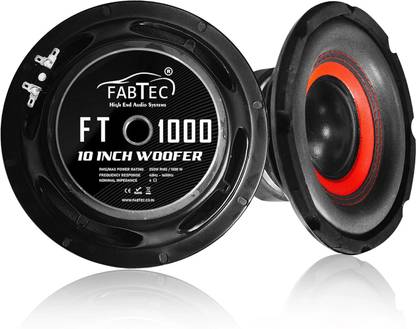 FABTEC 10 Inch Subwoofer 250W RMS, 4-ohms with 1000W Peak Power 4 Layer Copper Coil 90dB (1.5 Voice Coil & 120x25 MM Magnet) Car Audio System (Single Piece) Subwoofer