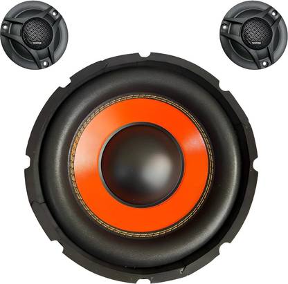 Powerlink 10 Inch Subwoofer Imported Orange SPL Foam – 400W Peak RMS Power/4-Ohm /1.5-Inch Copper Coil / 120mm Single Magnet (With-2 Tweeters) Subwoofer
