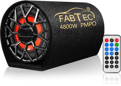FABTEC 10 Inch Active Bass Tube with Built-in Amplifier 200W RMS, 4800W Peak USB, FM, Bluetooth 5.0 with Remote Control Universal Car Audio Subwoofer