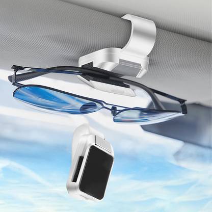 Zorbes Sunglasses Clip Holder for Car Sun Visor with Lock White Car Sunglass Clip Holder