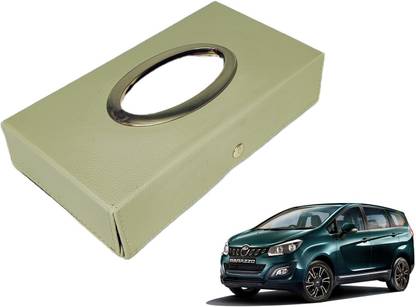 AUTYLE Chrom-Beige Tissue Box Leatherette-903 Vehicle Tissue Dispenser