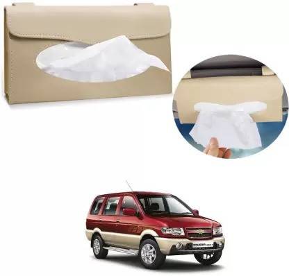 AIRSKY Car Tissue Holder (Beige) for Chevrolet Tavera Vehicle Tissue Dispenser