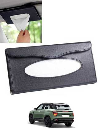 monolive Black Leatherite Rectangle Shape Fancy Design Tissue Dispencer For Car-305 Vehicle Tissue Dispenser