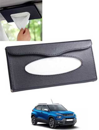 monolive Black Leatherite Rectangle Shape Fancy Design Tissue Dispencer For Car-127 Vehicle Tissue Dispenser