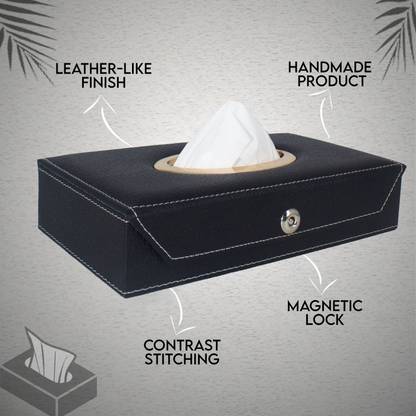 TEGWIN 0007-Black Tissue Box Leatherette Choclate Vehicle Tissue Dispenser