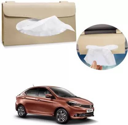 AIRSKY Car Tissue Box Holder (Beige) Sun Visor Napkin Holder for Tata Tigor Vehicle Tissue Dispenser