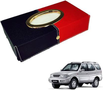 MOCKHE Chrom-Black-Red Tisue Box Leatherete-372 Vehicle Tissue Dispenser