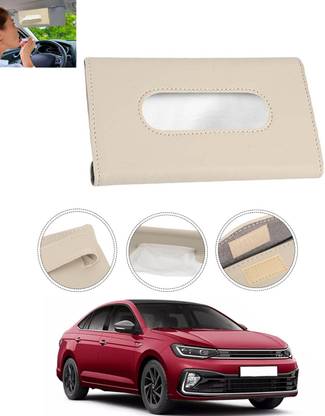 MSNP Universal Leatherite Rectangle Beige Tissue Box For Car/office/Home-298 Vehicle Tissue Dispenser