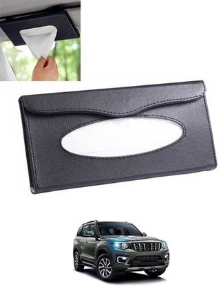 RKPSP Compact Premium Black Leatherite Sun Visior Tissue Holder For Car/Office-240 Vehicle Tissue Dispenser