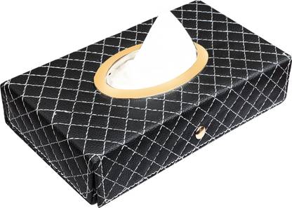 Auto Hub Black-Tissue Box Leatherette Vehicle Tissue Dispenser