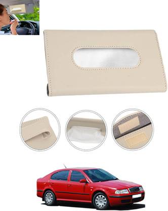 MSNP Universal Leatherite Rectangle Beige Tissue Box For Car/office/Home-197 Vehicle Tissue Dispenser