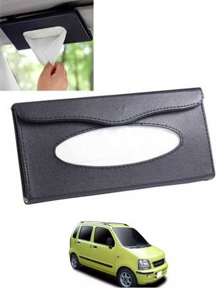 monolive Black Leatherite Rectangle Shape Fancy Design Tissue Dispencer For Car-228 Vehicle Tissue Dispenser