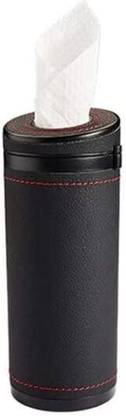 Auto Oprema PU Leather Plus ABS, Car Cylindrical Cup Holder Tissue Holder Box (Black) Vehicle Tissue Dispenser