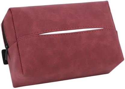 Robustt PU Leather Tissue Paper Organizer - Maroon (Pack of 1) Vehicle Tissue Dispenser