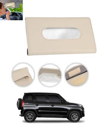 MSNP Universal Leatherite Rectangle Beige Tissue Box For Car/office/Home-35 Vehicle Tissue Dispenser