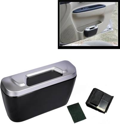 AYW Universal Fit Black/Silver Easy To Hung Garbage Organizer For Cars-01 Car Trash Bin Bag