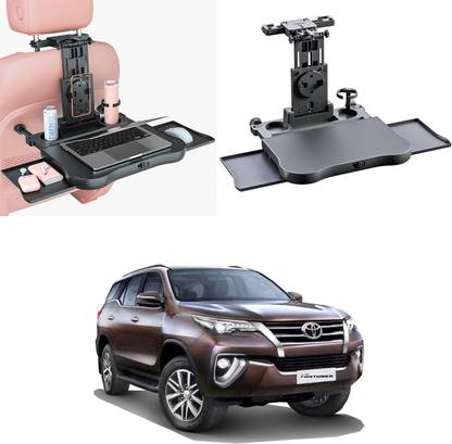 Oshotto (FT-10) Car Backseat Laptop Food Tray Desk & Storage Drawers For Fortuner2009-16 Cup Holder Tray Table